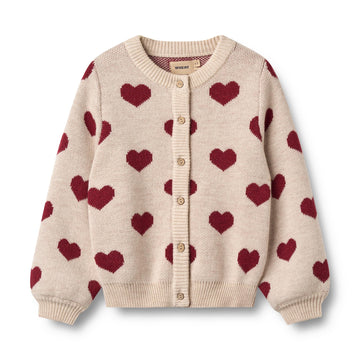Strick-Cardigan Jacquard Herzen offwhite melange - Wheat